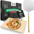 Produktbild: Pizza Divertimento Pizzastein Einzeln oder als Set - Für Backofen & Grill, (Cordierit-Stein - Optional mit Pizzaschieber, Schneider & Rezept-E-Book), Bis 900 Grad Celsius