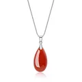 Produktbild: COAI Geschenkideen Damen 925 Sterling Silber Halskette mit Träne der Engel Wassertropfen Anhänger aus Rotem Achat