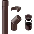 Produktbild: Fallrohr Set DN50 / 50mm, pvc 2m Dachrinnenzubehör, einfache Steckmontage, Made in Germany - Dunkelbraun - Inefa