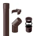 Produktbild: INEFA 2m Fallrohr Set DN50 / 50mm, PVC Dunkelbraun Dachrinnenzubehör, einfache Steckmontage, Made in Germany