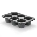 Produktbild: Monfish Jumbo tiefe Muffinform - 6 Tassen muffinformen aus Karbonstahl mit Antihaftbeschichtung - Backformen mit grauer Granitsteinoberfläche - große Muffinformen zum Backen (9 diax7.6cm cup)