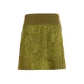 Produktbild: Vishes kurzer Damenrock mit Blumen-Spitze in Olive I Größe L (40) I Handgefertigt aus 100% Baumwolle I Rock mit Taschen I Für warme & kalte Monate I Nachhaltige Alternative Bekleidung