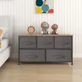 Produktbild: Mondeer Stoffkommode mit 5 Schubladen und Metallrahmen Aufbewahrungsschrank mit Holz Deckplatte kommode mit Schublade 100x30x55cm
