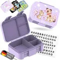 Produktbild: BEARFOOT Bento Box COMPACT | BPA-freie Kinder Brotdose für Schule & Kindergarten | Auslaufsichere Lunchbox für Mädchen & Jungen | Praktisch, leicht & kompakt (Hund&Katze-lila, 650ml)