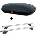 Produktbild: Dachbox VDPBA320 320Ltr carbonlook abschließbar + Alu Dachträger RB003 kompatibel mit für Dacia Lodgy (5Türer) ab 2012