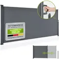 Produktbild: Juskys Seitenmarkise Dubai 500 x 180 cm ausziehbar blickdicht, Sichtschutz für Balkon & Terrasse, Seitenrollo Wandhalterung - anthrazit - Grau