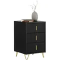 Produktbild: Fbt115-l-sch Nachttisch Mit 3 Schubladen Für Boxspringbett Sofatisch Beistelltisch Telefontisch Nachtschrank Nachtkommode Schwarz Bht Ca. 40x63x40cm - Sobuy