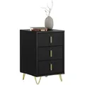 Produktbild: NACHTTISCH mit 3 Schubladen, Schwarz, 40x63x40cm