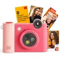 Produktbild: KODAK Smile+ 2-in-1 Digitale Sofortbildkamera & kabelloser Bluetooth-Fotodrucker - 10MP, Spezialeffekt-Drehobjektiv, Zink 2x3” Klebefotos, Drucken über Fun-App von Smart Devices - Fuchsie