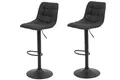 Produktbild: 2er Set Barhocker Yvonne Vintage Anthrazit, 360° drehbar, höhenverstellbar 62-83cm, grauer Fuß
