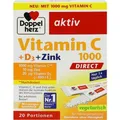 Produktbild: DOPPELHERZ Vitamin C 1000+D3+Zink DIRECT Pellets 20 St. PZN 19528867