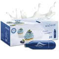Produktbild: KAYSER - 50 Stück Cream Charger - Sahnekapseln für Sahnespender - Für 500ml Sahne - Premium N2O Kapseln aus Stahl - 100% recycelbar - Made in EU - Für kalte und warme Anwendungen