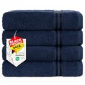 Produktbild: Hammetex 4er Badetuch Set, 100% Baumwolle Premium Qualität Groß 50x100cm Handtuch, Weich Saugstark Schnell Trocknendes Händehandtuch, Dunkelblau