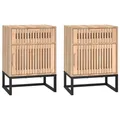 Produktbild: Nachttische 2 Stk. 40x30x55,5 Cm Holz & Eisen Nachtkonsole