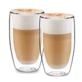 Produktbild: GLASWERK Doppelwandiges Latte Macchiato Design Glas (2 x 430 ml) Kaffeetasse Design - Doppelwandige Tasse, transparente Tasse, spülmaschinenfeste Teetasse, Kaffeetasse