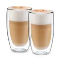 Produktbild: Doppelwandiges Latte Macchiato Design Glas 2 x 430 ml Kaffeetasse Design - Do...