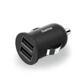 Produktbild: Hama Auto Ladegerät USB 12 W/2,4 A (2-fach Ladeadapter für Zigarettenanzünder USB-A 2 x 5 V, Mini USB-Ladegerät, Doppel-Ladeadapter für Kfz, 2-fach USB-Netzteil für Handys u.v.m.) schwarz