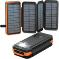 Produktbild: Solar Powerbank 26800mAh mit 4 Solarpanels und Taschenlampe für Outdoor