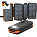 Produktbild: Solar Powerbank 26800mAh mit 4 Solarpanel, Outdoor, Camping, Orange, 3A, USB-C