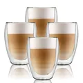 Produktbild: 4x Doppelwandige Gläser schlicht Thermogläser 350ml heiß kalt Kaffee Tee Gläser