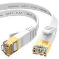Produktbild: Folishine Cat7 Ethernet Kabel 5m, Hochgeschwindigkeits- Gigabit RJ45 LAN Netzwerkkabel, 10Gbps 600Mhz Internet Patchkabel für Switch Router Modem Patch Panel PC (weiß)