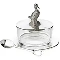 Produktbild: EDZARD Marmeladenglas Ente mit Untersetzer und Löffel, edel versilbert, Höhe 12 cm, ø 14 cm, ø Glas 9 cm