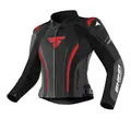 Produktbild: SHIMA Miura 2.0 Motorradjacke - Leder, Damen, Sportjacke mit Rücken-, Ellbogen- und Schulterprotektoren, perforiertes Leder, für 2-teilige Kombi (32, Schwarz/Rot)