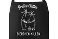 Produktbild: MoonWorks Grillschürze Grill-Schürze für Männer mit Spruch Grillen Chillen Bierchen Killen Spruch lustig Baumwoll-Schürze Küchenschürze Moonworks®, mit kreativem Aufdruck