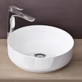 Produktbild: doporro Aufsatzwaschbecken Keramik Waschbecken Rund Waschschlae 31x31x11 cm Gäste-WC weiß glänzend Handwaschbecken Waschtisch Brüssel203
