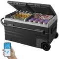 Produktbild: VEVOR 12 V Autokühlschrank, tragbarer 115 L Gefrierschrank mit 2 Zonen und Rädern & Griff, -20 °C bis 20 °C, 12/24 V DC / 100–240 V AC-Kompressorkühler für den Außenbereich, Camping, Reisen