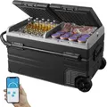 Produktbild: VEVOR 12 V Autokühlschrank, tragbarer 115 L Gefrierschrank mit 2 Zonen und Rädern & Griff, -20 °C bis 20 °C, 12/24 V DC / 100–240 V AC-Kompre...