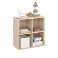 Produktbild: KOMTO Bücherregal Sonoma Eiche – Regal mit 4 Fächern, Würfelregal, Cube Regal für Wohnzimmer, Kinderzimmer, Schlafzimmer | Standregal Nubo 61 x 60,8 x 29 cm