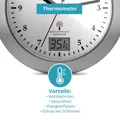 Produktbild: Mebus 41124 Funk Wanduhr 17 cm x 6 cm Silber Badezimmer-/Feuchtraum geeignet