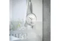 Produktbild: Funk Wanduhr silber 17x6cm Aluminium Saugnapf Uhr mit Innentemperatur