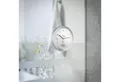 Produktbild: Funk Wanduhr silber 17x6cm Aluminium Saugnapf Uhr mit Innentemperatur