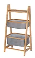 Produktbild: WENKO Haushaltsregal Bahari, hochwertiges Regal aus nachwachsendem Bambus mit 2 großen offenen Körben aus 100% grauem Polyester und Einer Ablage für zusätzlichen Stauraum, 44 x 91 x 34 cm, Natur/Grau