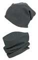 Produktbild: TupTam Mütze und Schal Kinder Set – Weiches Schal Mütze Set Kinder für Herbst und Winter, Farbe: Rippstoff Anthrazit Meliert, Größe: 56-62