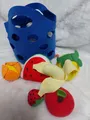 Produktbild: Hape Obstkörbchen Filzkorb mit Früchten Obst aus Gewebe Ananas Banane Erdbeere