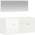 Produktbild: vidaXL Badschrank mit Spiegel Hochglanz-Weiß Holzwerkstoff