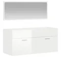 Produktbild: vidaXL Badezimmer-Set Badschrank mit Spiegel Hochglanz-Weiß Holzwerkstoff, (1-St)