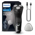 Produktbild: Philips Shaver Series 3000X – Elektrischer Rasierer für Herren in Schwarz, Nass- und Trockenrasur, mit SkinProtect-Technologie, ausklappbarem Bartschneider (Modell X3001/00)