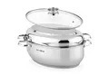 Produktbild: KLAMER Bräter 38 cm, backofengeeignet, 8,5L XXL Bräter mit Deckel, mit 4L Deckelpfa…, Edelstahl, Energiesparend, Güteglasdeckel, tropffrei abgießen