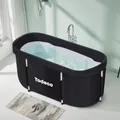 Produktbild: Todeco Faltbare Badewanne, Erwachsene Tragbarer mit Metallrahmen, große Familie, Mobile Spa- für Dusche Heißes Bad Eisbad,120x55x50cm,Schwarz