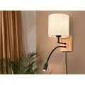 Produktbild: Wandleuchte nilam mit led Leselampe & rundem Stoffschirm in Beige, Höhe 30cm