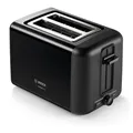 Produktbild: Bosch Kompakt Toaster DesignLine TAT3P423DE, Integrierter Edelstahl-Brötchenaufsatz, Mit Abschaltautomatik, Mit Auftaufunktion, Perfekt Für 2 Scheiben Toast, Liftfunktion, Breit, 970 W, Schwarz
