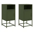 Produktbild: vidaXL Nachttisch Nachttische 2 Stk. Olivgrün 36x39x78 cm Stahl (2-St)