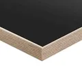 Produktbild: boho office® Schreibtischplatte, Tischplatte – 120 x 80 x 2,5 cm in Schwarz mit edler Multiplex Echtholz-Kante in Birke, Kratzfest, seidenmatt glänzend