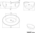 Produktbild: Freistehende Badewanne WAVE - Acryl - Weiß - 180 x 115 x 68 cm - Oberfläche wählbar, Farbe:Weiß glänzend