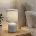 Produktbild: Tischlampe mit Stoffschirm, Kabelschalter, Keramikfuß, Lampe, Nachttischlampe, Tischleuchte, Dekolampe Flur, Bürolampe, Leselampe, 15x28cm (DxH), Grau