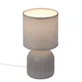 Produktbild: Nachttischlampe E14 Stoffschirm Tischlampe Kabelschalter Keramik Grau 28cm